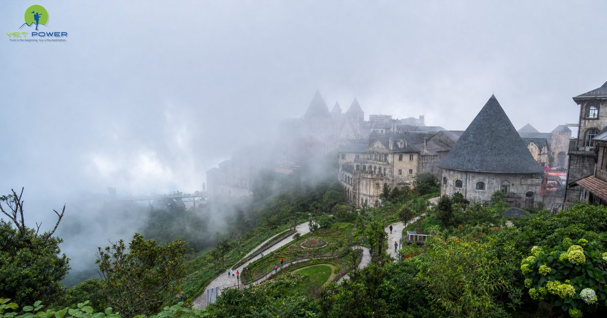 Ba Na Hills in cool mountain mist above Da Nang