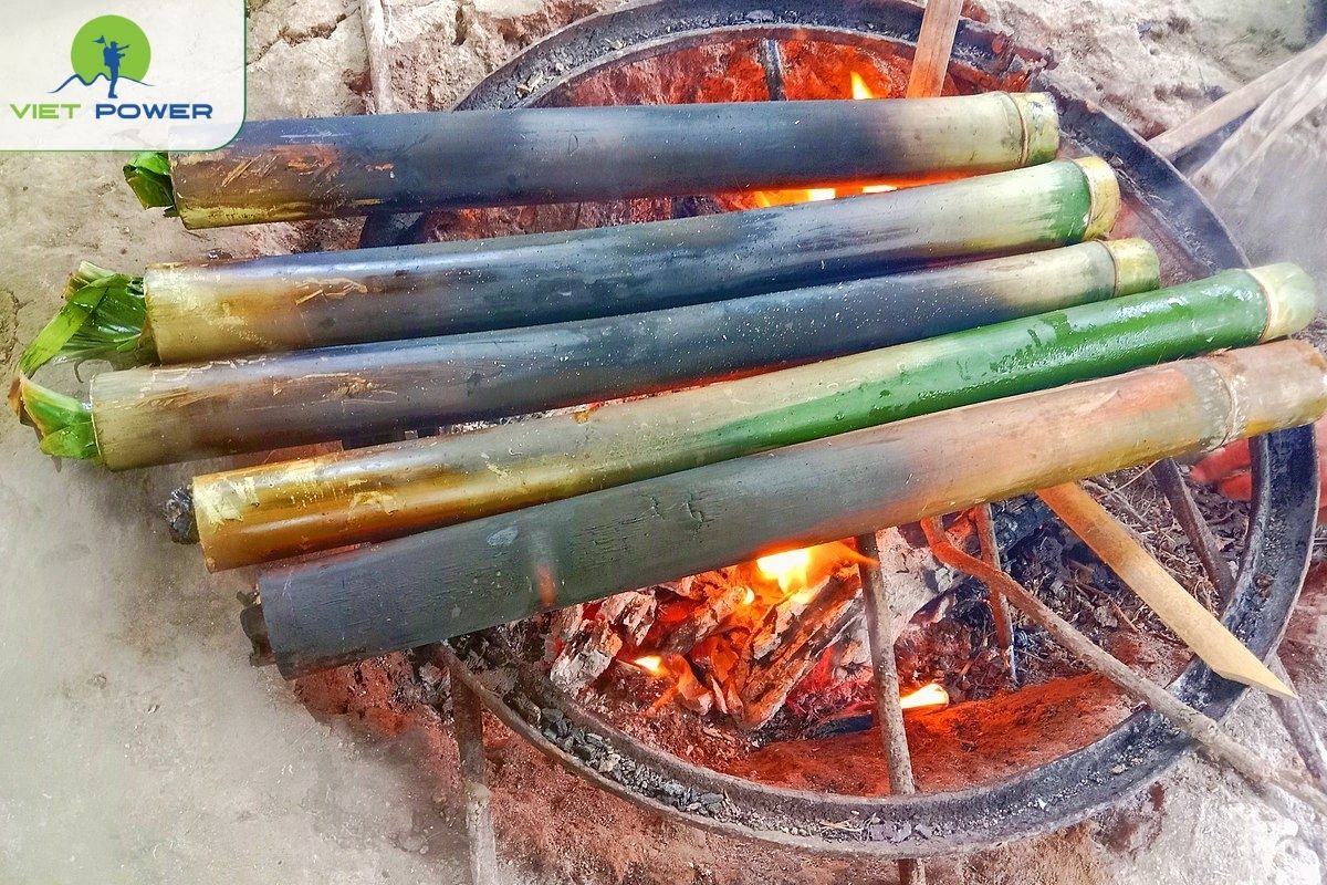 Bamboo-tube rice cooked over open fires