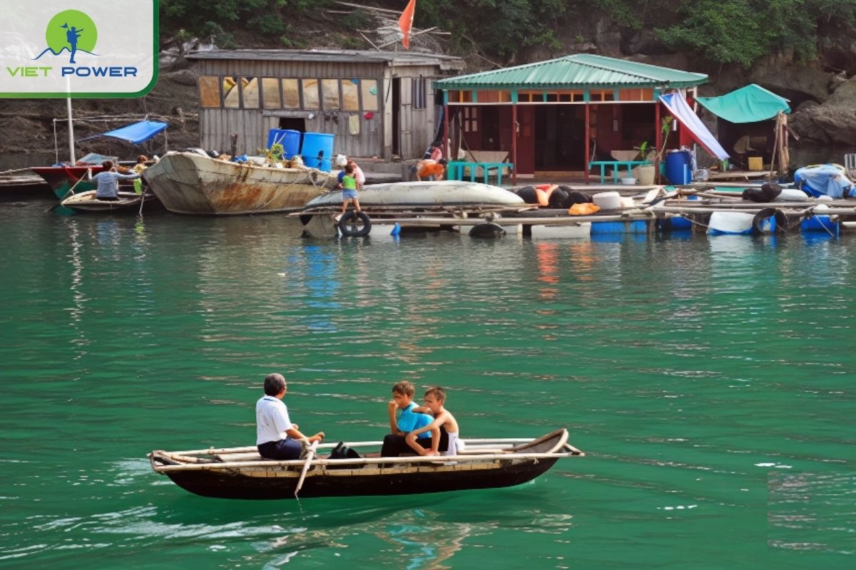 Rowing boat at Vung Vieng fishing village