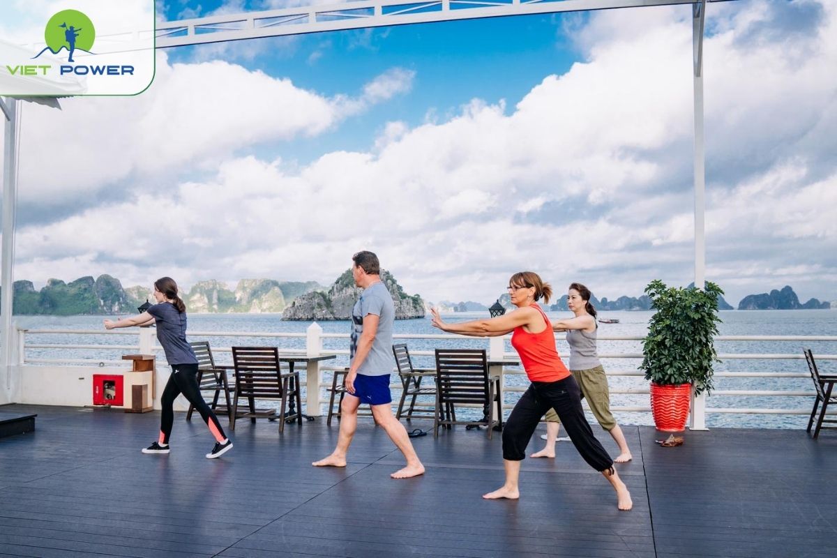 Tai Chi class on the sundeck