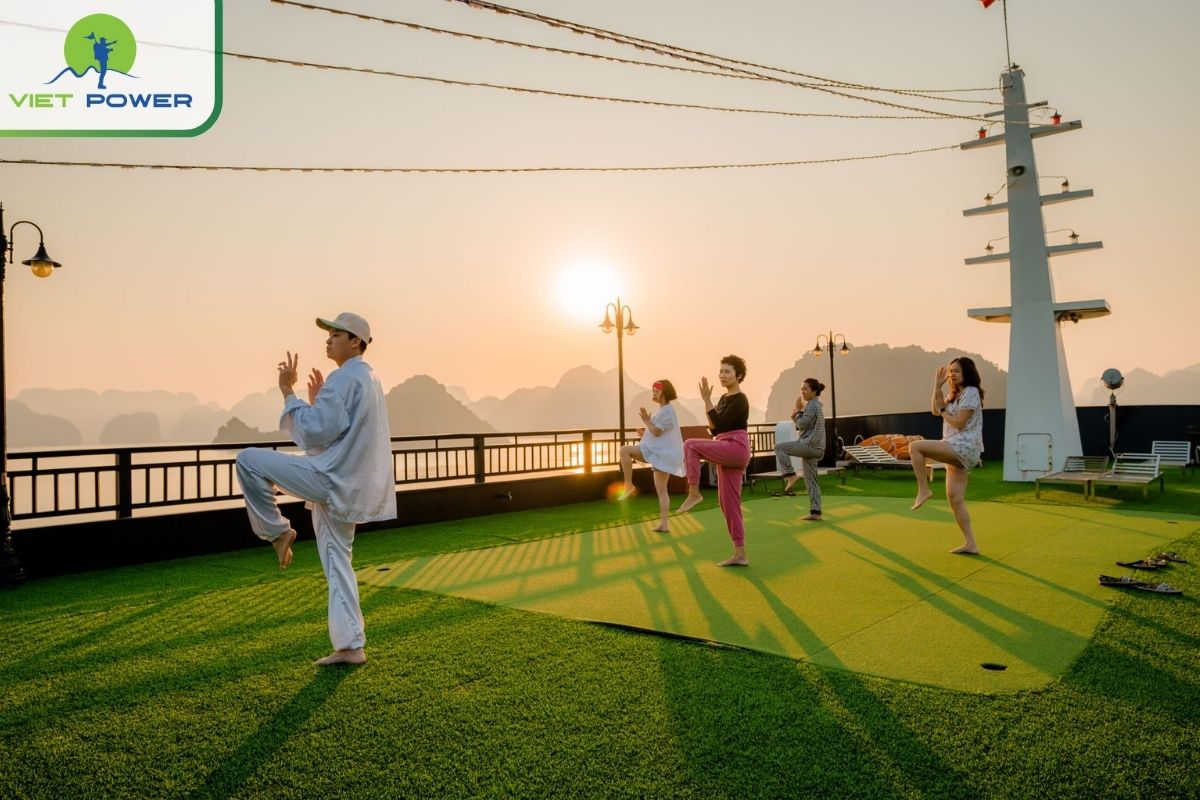 Tai Chi session on the sundeck