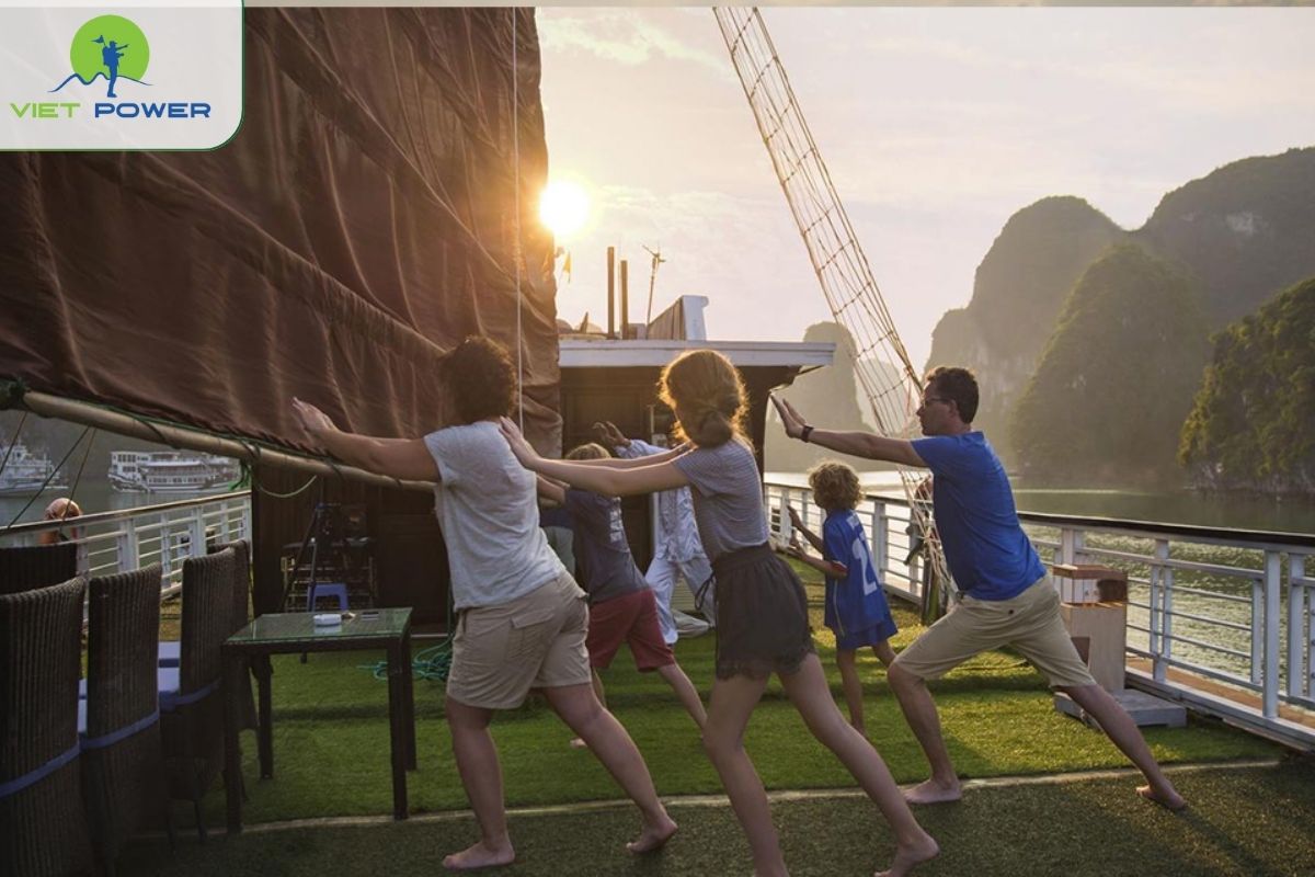 Tai Chi session on the sundeck at sunrise.