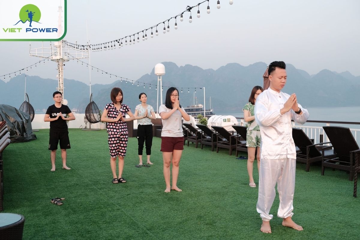 Tai Chi class on the sundeck