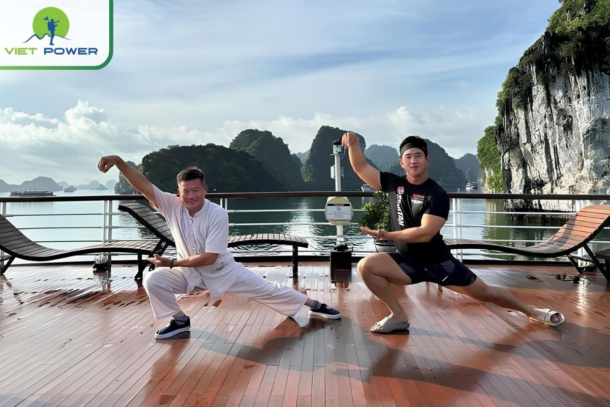 Tai Chi session at sunrise on the sundeck