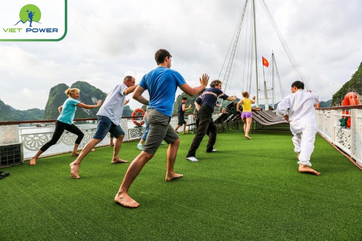 Tai Chi session on the sundeck
