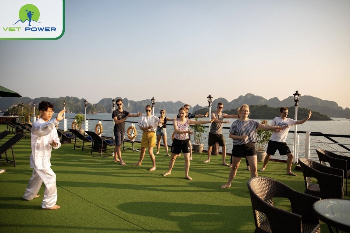 Sunrise Tai Chi session on the sundeck