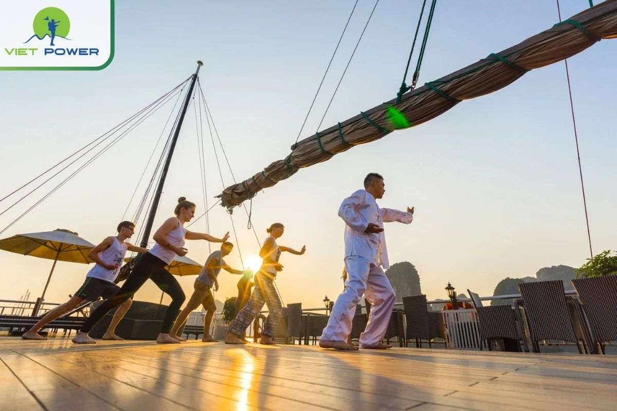 Tai Chi session on the sundeck 