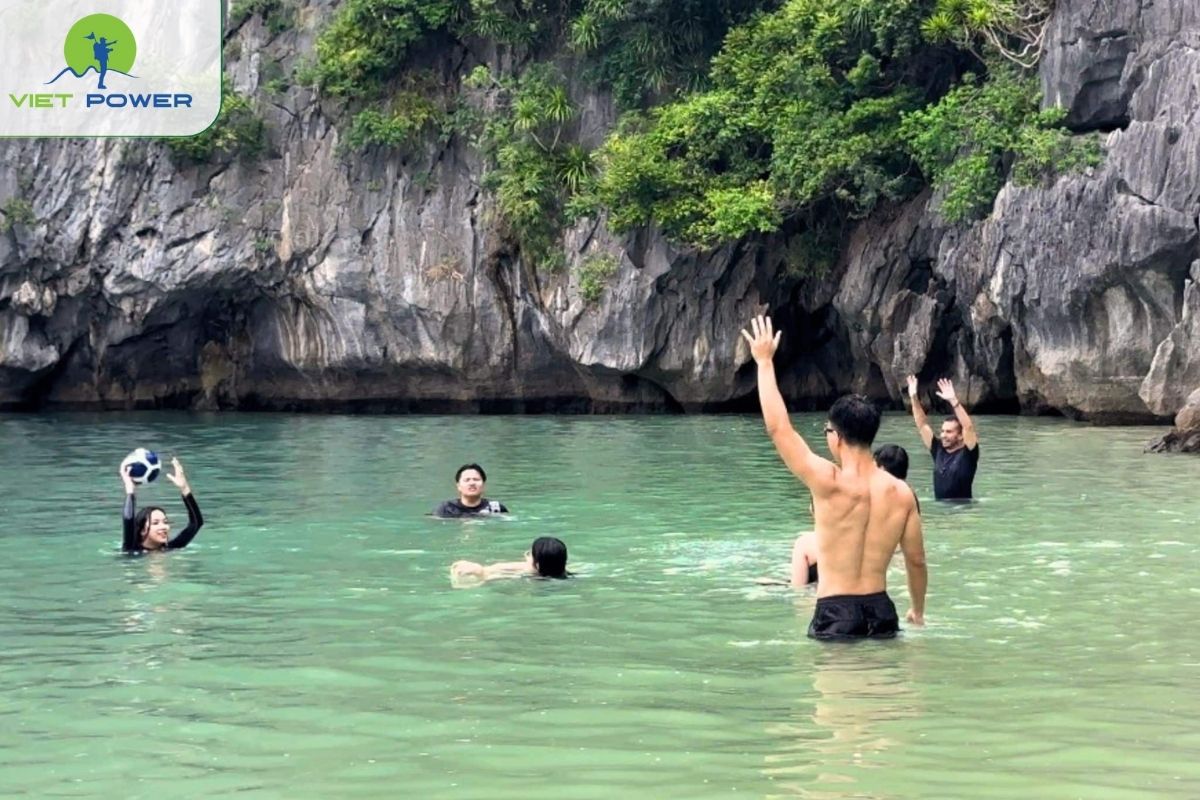 Swimming at Ba Trai Dao Beach