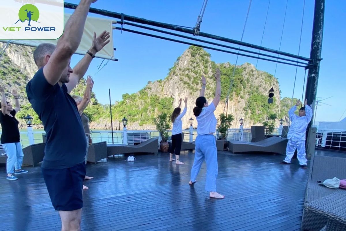 Tai Chi session on the sundeck