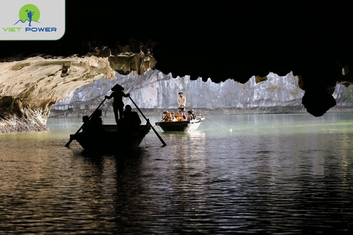 Bamboo boat to Dark and Bright Cave