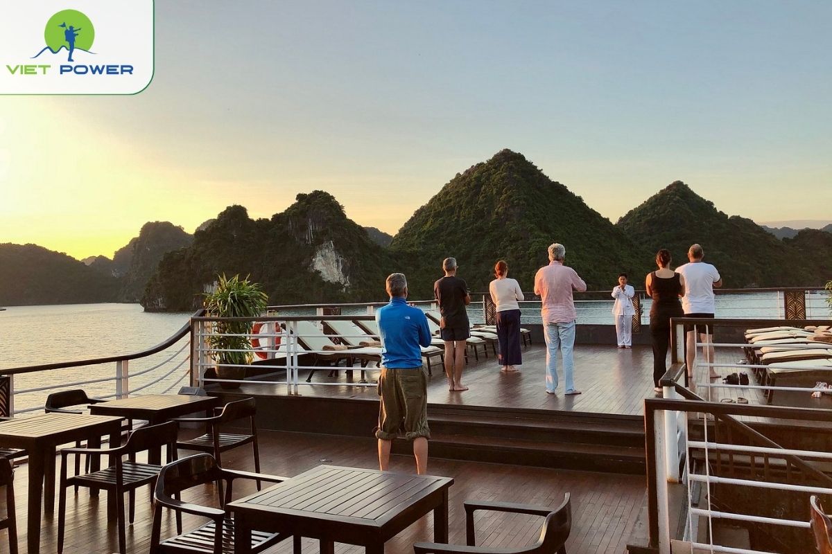 Tai Chi session at sunrise on the sundeck