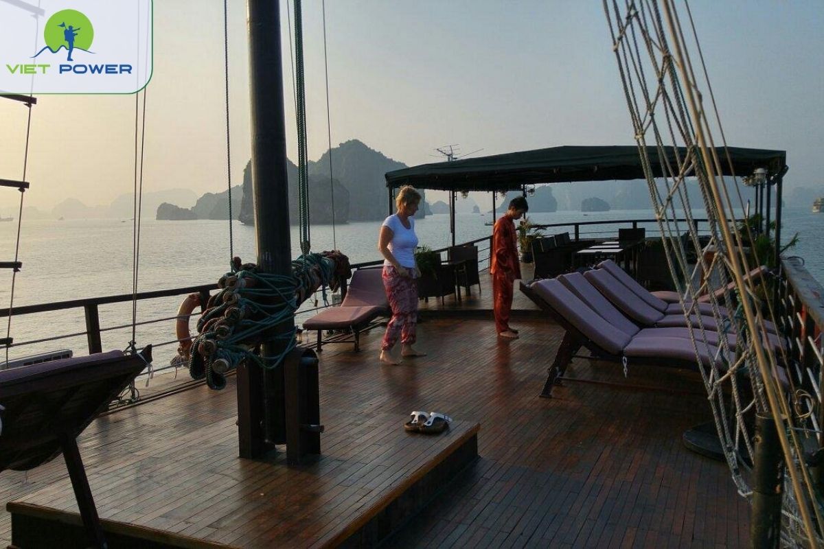 Taichi session on the sundeck.