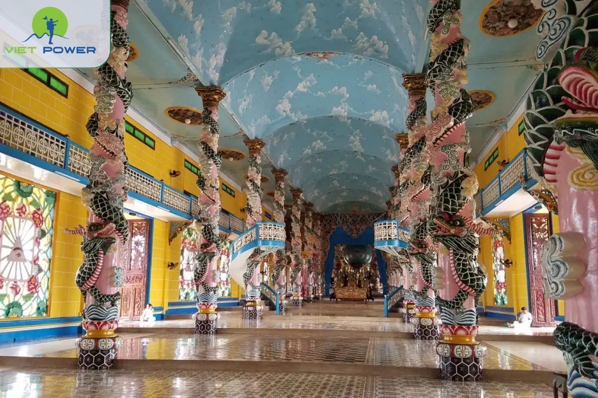 The ceiling is painted with sky, clouds, and stars