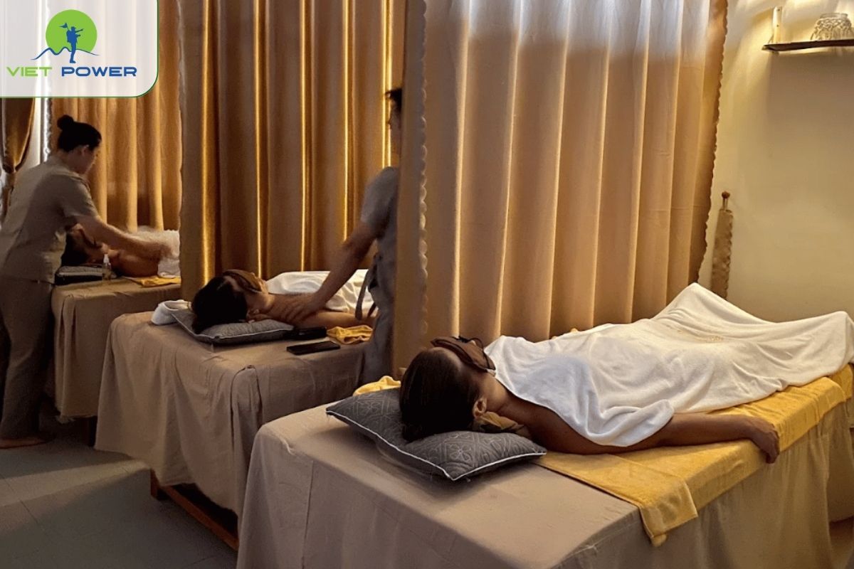A relaxing massage at the hotel after a long flight.